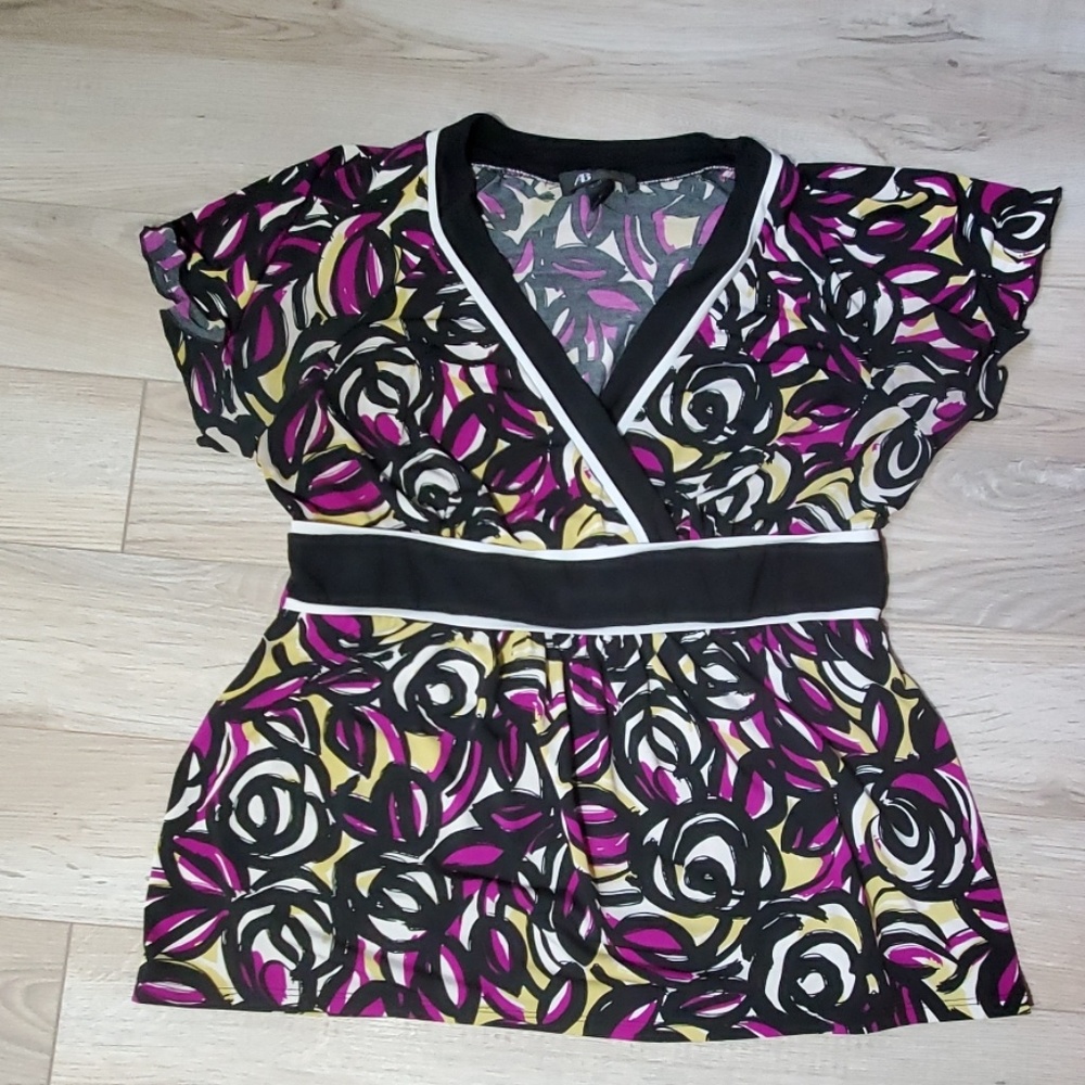 Rose Pattern Baby Doll Style Blouse